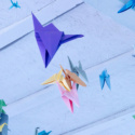 Origami hanging birds