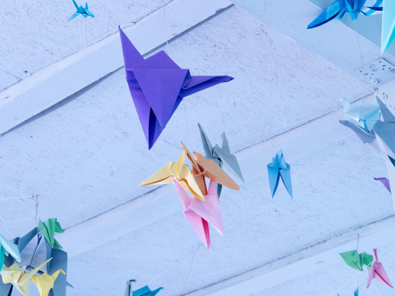 Origami hanging birds